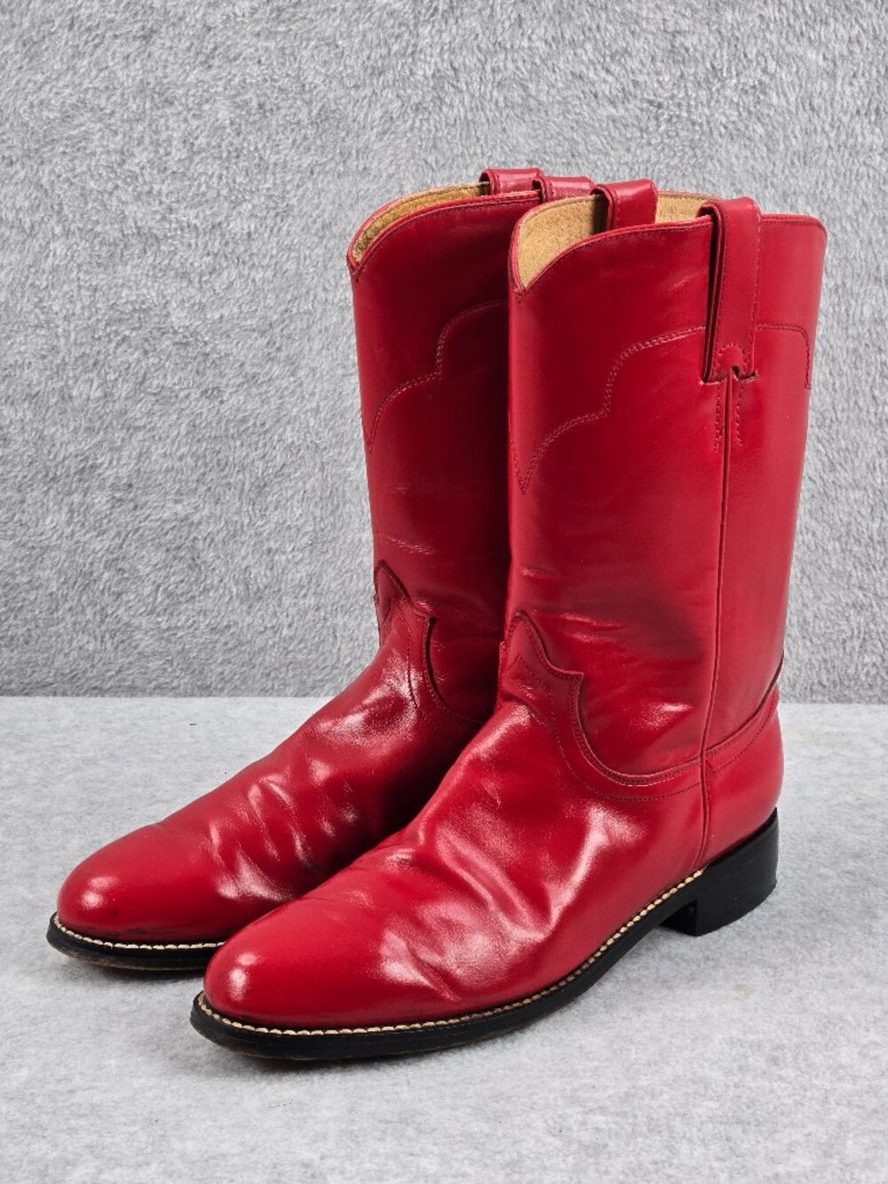 Tony Lama Red Boots Womens 7.5 B Ropers Leather Western Rodeo Cowboy Cowgirl